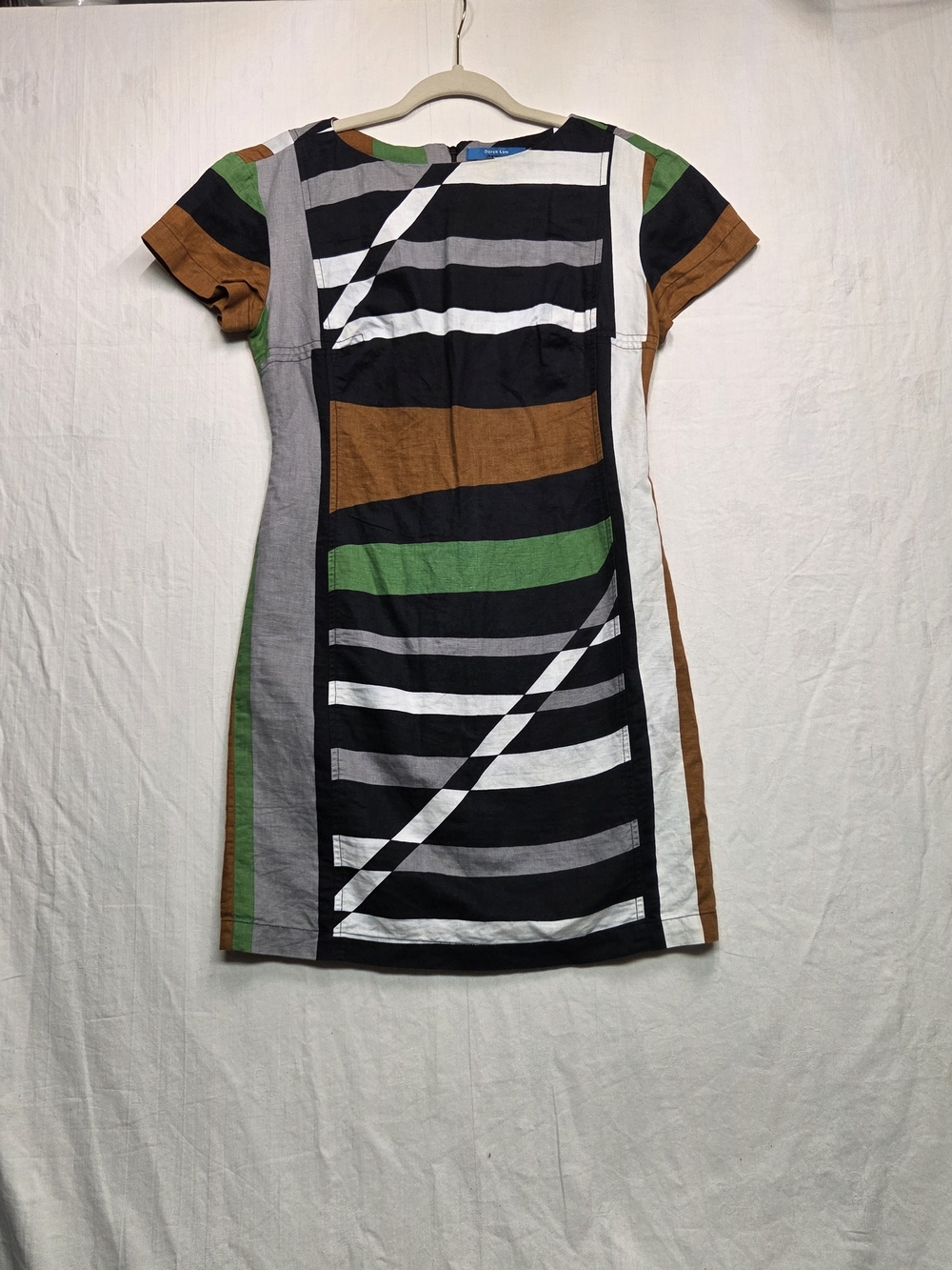 Derek Lam Multi-Color Striped Short Sleeve Shift Dress Size 6 #0255